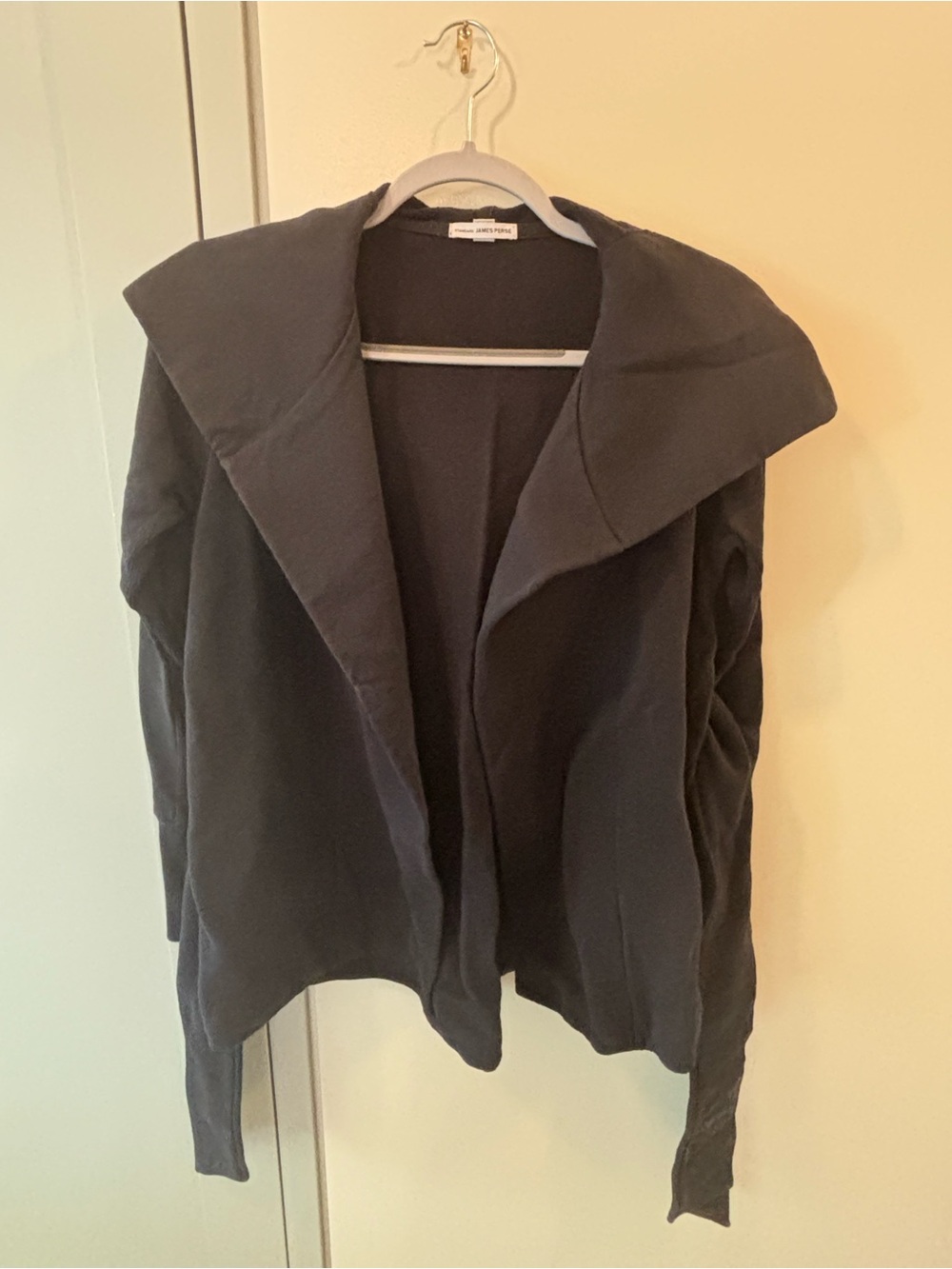 James Perse Open-Front Black Women’s Sweater Hoodie with Shawl Collar